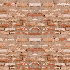 Obraz premium Seamless Texture of Warm Red Brick Crumbling Wall from Seville, Spain