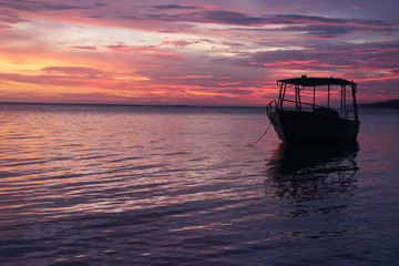 boat at sunset