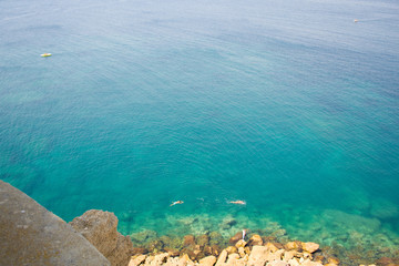 View of Castle  beautiful ocean of Calabria, Isola di Capo Rizzuto, Italy.