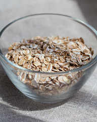 Oatmeal in a glass bowl