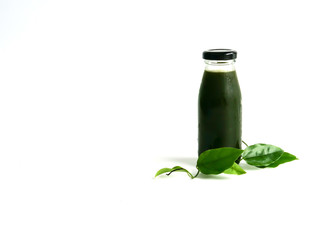 Yanang leaves herbs in a bottle of water, isolated on white background