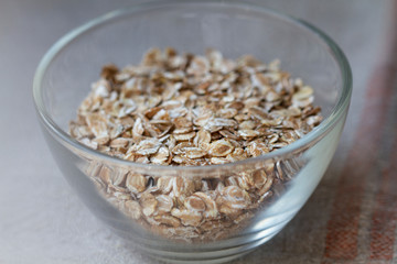 Oatmeal in a glass bowl