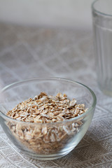Oatmeal in a glass bowl