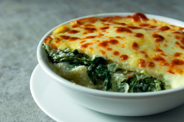 Spinach lasagna with cheese Italian food style , Vegetarian lasagna