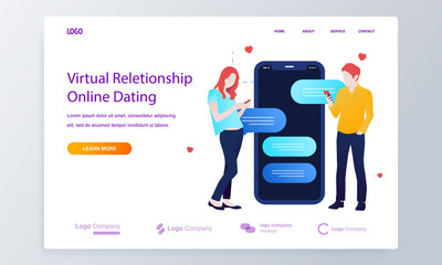 Online dating and chatting on a mobile illustration concept for website or landing page