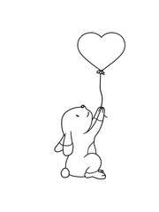 liebe luftballon herz hase häschen kaninchen kleiner süßer nidelicher karnickel beten haben wollen greifen betteln halten oben hoch comic cartoon clipart design cool kind baby