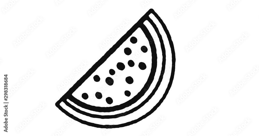 Poster watermelon outline icon animation footage/video. hand drawn like symbol animated with motion graphic