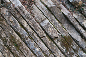 Rock strata.  Rock layers in the Alps. 