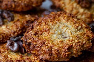 Baked oat cookies with a walnuts