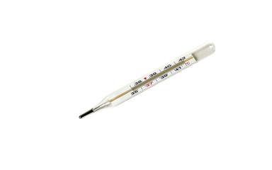 Medical mercury thermometer, isolated on white background with clipping path