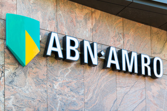 Brand name logo ABN AMRO bank in Netherlands