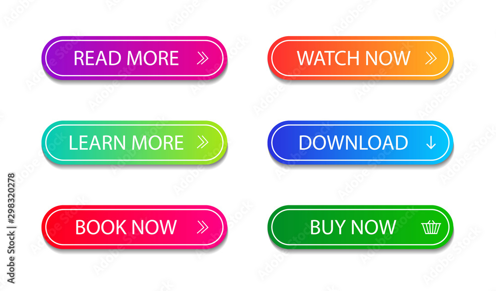 Poster set of modern button for infographic, web, modile, game. colorful call action icon. template gradien