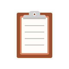 Icon clipboard checklist or document with checkmark with text in flat style