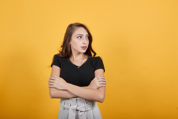 Girl looking scared as she is afraid of someone as the crime is going high day by day. She also...