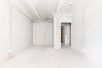 interior of the apartment without decoration in gray colors