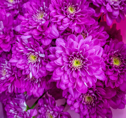 Bouquets of flowers in the supermarket . Ready-made bouquets. Flowers on the occasion. Beautiful bright flowers.