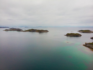 Aerial view. Lofoten islands landscape, Norway