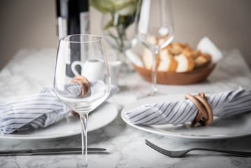 wine glass on the table with setting