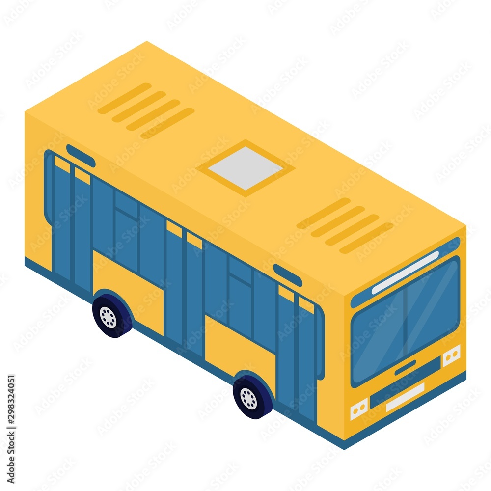 Poster school bus icon. isometric of school bus vector icon for web design isolated on white background