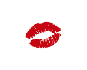 Red Kiss on White