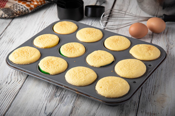 homemade cupcake image with iron pan