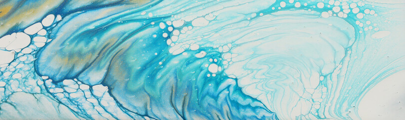 art photography of abstract marbleized effect background. white, blue and gold creative colors....