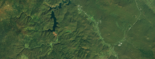 Plitvice Lakes National Park aerial terrain view, Croatia