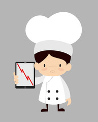 Cute Cartoon Chef - Presenting Loss Graph on Tablet