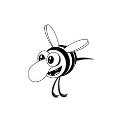 Cartoon funny big-eyed bee with a big nose. coloring