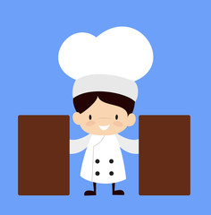 Cute Cartoon Chef - Standing with Two Boards