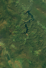 Plitvice Lakes National Park aerial terrain view, Croatia