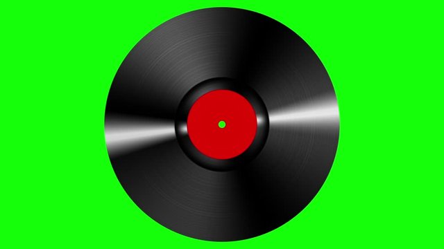 Spinning vinyl discs on green screen background. Seamless looping footage.