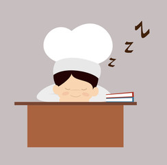 Cute Cartoon Chef - Sleeping on Office Desk