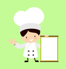 Cute Cartoon Chef - Joyfully Presenting a Blank  Board