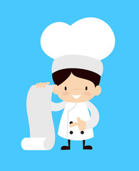 Cute Cartoon Chef - Showing a Paper Scroll