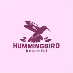 humming bird & leaf - logo design 