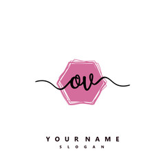 OV Initial handwriting logo vector