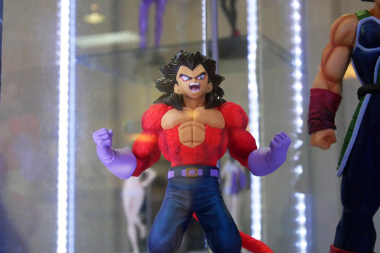 KUALA LUMPUR, MALAYSIA -FEBRUARY 27, 2019: Selected focused of model scale action figures characters from popular Japanese animated series Dragonball. Display by collector and fan on the table. 
