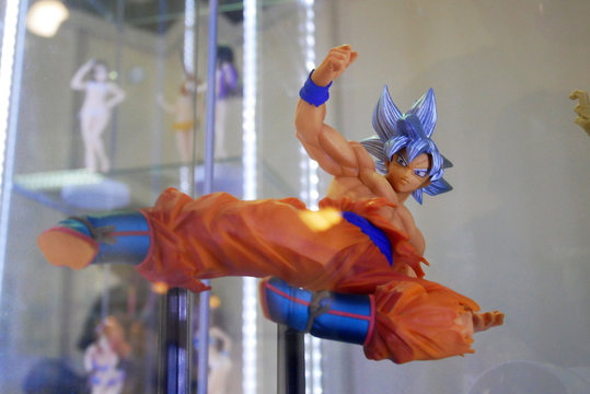 KUALA LUMPUR, MALAYSIA -FEBRUARY 27, 2019: Selected focused of model scale action figures characters from popular Japanese animated series Dragonball. Display by collector and fan on the table. 