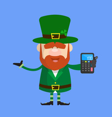 Cute Leprechaun Cartoon - Presenting a Calculator