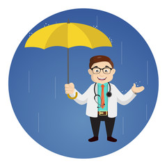 Dermatologist Doctor Standing in Rain with Umbrella