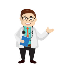 Fototapeta premium Dermatologist Doctor - Holding a Book and Presenting