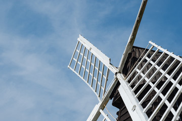 Detailed view of the wooden, lattice sales seen on a timber built, historic windmill used as a...
