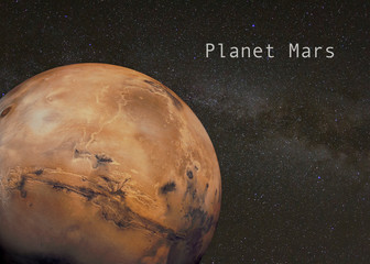 Planet  Mars on Milky Way Background