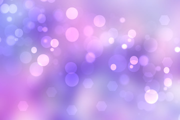Abstract gradient purple pink blue background texture with blurred bokeh circles and lights. Space for design. Beautiful backdrop.