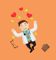 Dermatologist Doctor - Jumping with Hearts and Money