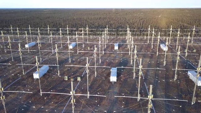 Aerial push over Aurora Research Array at HAARP facility in Alaska 4k
