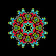 Colorful fractal mandala, digital artwork for creative graphic design