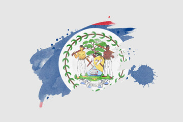 National flag of Belize. Stylized flag with watercolor halftone effect on plain background