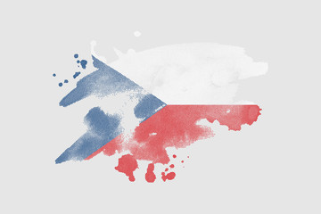 Fototapeta na wymiar National flag of the Czech Republic. Stylized Czech flag with watercolor halftone effect on plain background